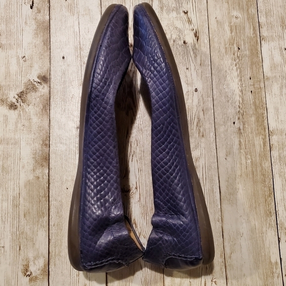 Peter Millar Anaconda Snakeskin Embossed Leather Flats Navy Blue - Picture 9 of 9